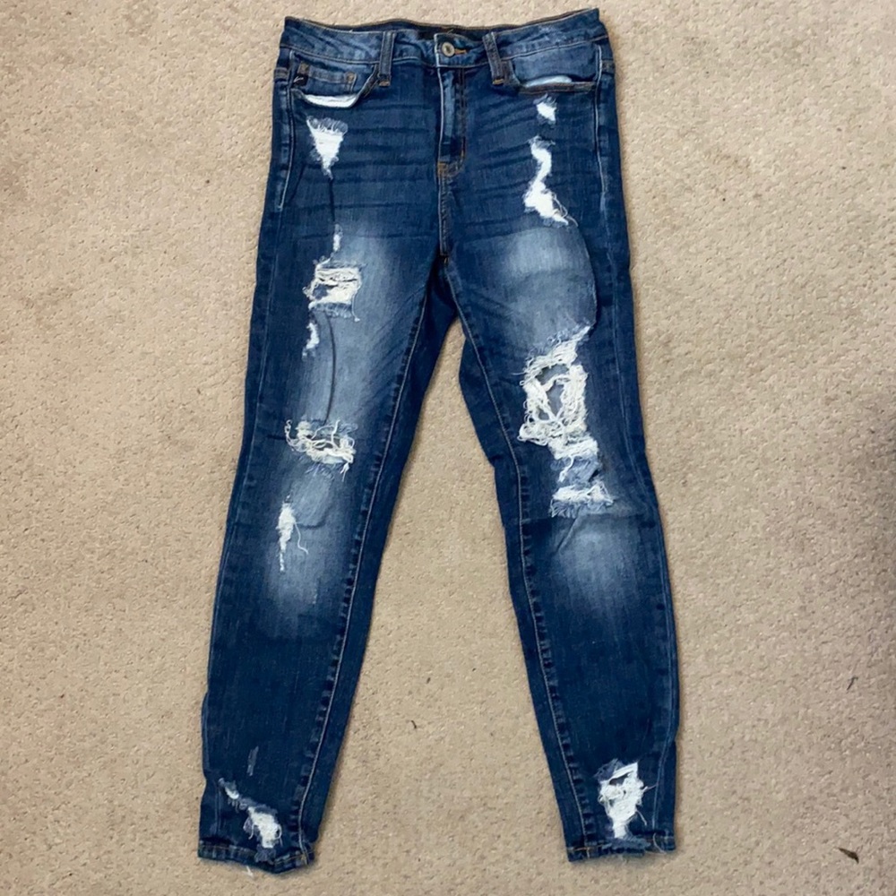 KanCan high rise ankle skinny